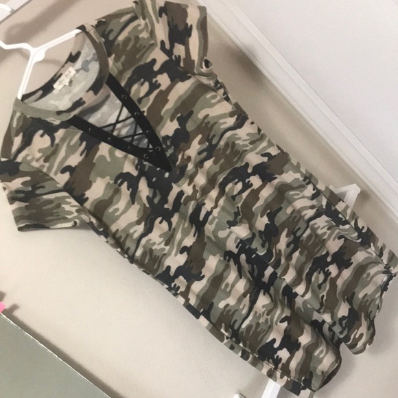 Camo laced up casual dress - Picture 1 of 3